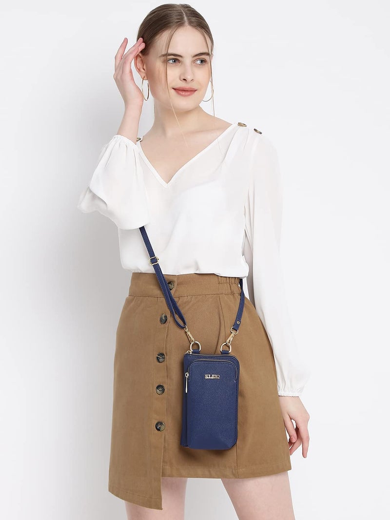 KLEIO PU Leather Multifunctional Mobile Sling Bag - Royal Blue - Image 3